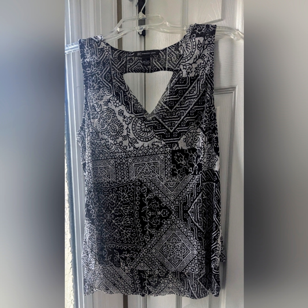 Inc International unique and vintage, abstract floral designed layered tunic